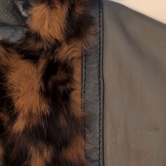 Vintage Jackie Vital leather fur &‎ knit jacket size medium - Picture 6 of 8